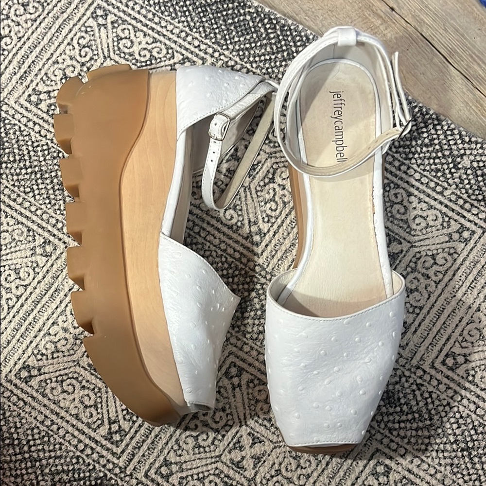 Jeffrey Campbell White and Brown Platform Sandals